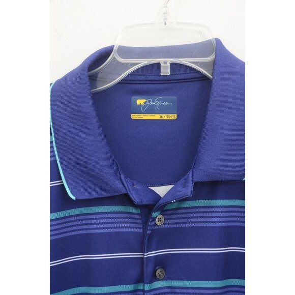 Jack Nicklaus Men's Size XXL Golf Strpied Polo Soft Twilight Blue UPF 50+ Moistu - Picture 4 of 6